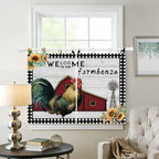 Farmhouse Rooster Kitchen Curtains 45 Inch Length, Short Cafe Window Curtains Tab Top, Rustic Red Barn Windmill Sunflowers Light Filtering Window Treatments Tier Drapes 27.5"x45" 2 Panel