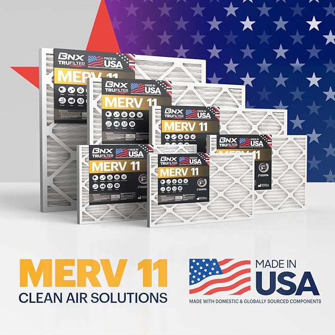 BNX TruFilter 20x23x1 Air Filter MERV 11 (6-Pack) - MADE IN USA - Allergen Defense Electrostatic Pleated Air Conditioner HVAC AC Furnace Filters for Allergies, Dust, Pet, Smoke, Allergy MPR 1200 FPR 7