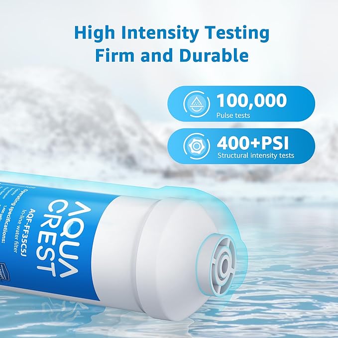 AQUA CREST FF35 Inline Water Filter Replacement, 1/4" Quick-Connect Replacement for Refrigerator, Post-Carbon Filter for Reverse Osmosis Systems, NSF/ANSI 42 Certified, 6-12 Months(NO Fittings)