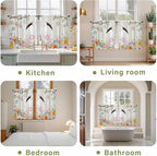 Easter Kitchen Curtains 45 Inch Long 2 Panel Set,Rod Pocket Window Treatment,Spring Farmhouse Watercolor Bunny Eggs Wood Grain Light Filtering Short Curtains & Drapes for Bathroom Laundry 52"W x 45"L
