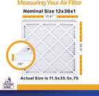 Filter King 12x36x1 Air Filter | 6-PACK | MERV 13 HVAC Pleated A/C Furnace Filters | MADE IN USA | Actual Size: 11.5 x 35.5 x .75"