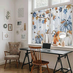 Fall Blue Maple Kitchen Curtains 45 Inch Long 2 Panel Set,Rod Pocket Window Treatment,Thanksgiving Pumpkins Daisy Country Leaves Short Curtains & Drapes for Bathroom Laundry 52"W x 45"L