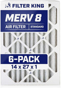 Filter King 14x27x1 Air Filter | 6-PACK | MERV 8 HVAC Pleated A/C Furnace Filters | MADE IN USA | Actual Size: 14 x 27 x .75"