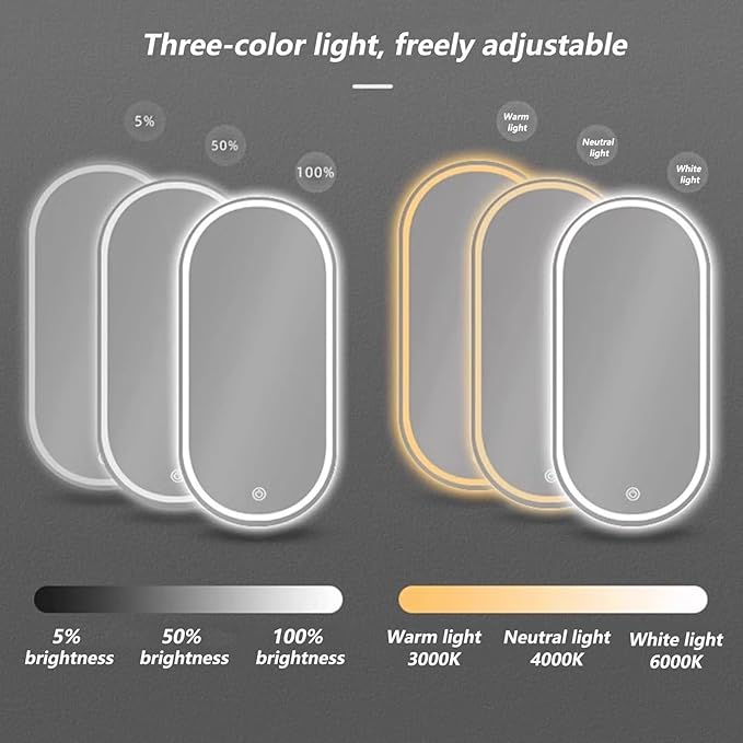 Irregular Bathroom Mirror with 3 Colour LED Light, Wall Mounted Makeup Mirror with Touch Switch and Demister Pad, Energy-Saving LED Smart Mirrors, Dimmable(A,23.6 * 35.4in/60 * 90cm)