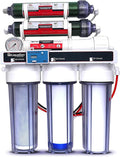 LiquaGen - 6 Stage Reverse Osmosis + Deionization (RO/DI) Water Filter System w/Glycerin Filled Pressure Gauge - 100 GPD | Under Sink Water Filter Machine for Aquarium Water Purification