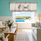 Spring Flowers Curtain Valances for Windows, Kitchen Valance Window Treatment, Vintage Watercolor Black Plaid on Linen Light Filtering Block Curtains for Bathroom/Bedroom/Living Room 60'' x 18''