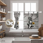 Funny Farm Animals Kitchen Curtains 24 Inch Length, Small Window Curtains Tab Top, Vintage Barn Grey Sunflowers Light Filtering Short Window Treatments Tier Drapes 27.5"x24" 2 Panel