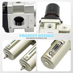 1/2" NPT Industrial Grade 3 Stage Drying System Filter, Coalescing Filter, Desiccant Dryer, Auto Drain, Compatible with Paint Spray, Plasma Cutter (1/2" NPT)