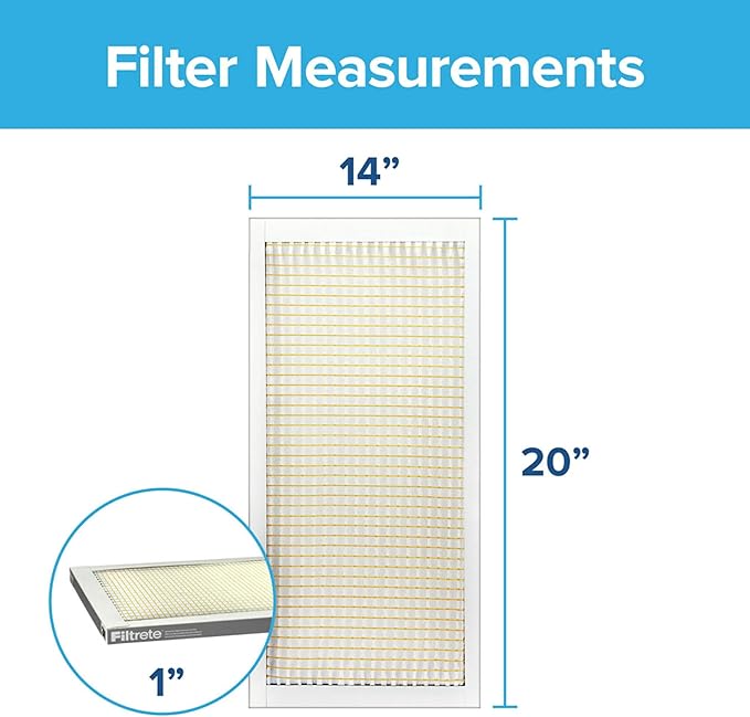 Filtrete 14x20x1 AC Furnace Air Filter MERV 5 MPR 300 Capture Unwanted Particles 3-Month Pleated 1-Inch Electrostatic Air Cleaning Filter, 6-Pack (Actual Size 13.81x19.81x0.81 in)