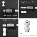 Water purifier globe valve, tee, elbow, straight through 1/4 "FPT pipe quick collection, quick push in plastic pipe joint, suitable for 5pcs of reverse osmosis filtration RODI water purifier system