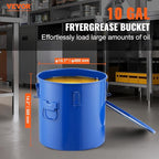 VEVOR Fryer Grease Bucket, 8 Gal Oil Disposal Caddy Carbon Steel Fryer Oil Bucket with Rust-Proof Coating, Oil Transport Container with Lid, Lock Clips, Filter Bag for Hot Cooking Oil Filtering
