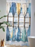 Sheer Curtains 84 Inches Long, Lake Paddle Striped Semi Sheer Curtains Light Filtering Window Treatment, Watercolor Vintage Wood Grain Privacy Voile Drapes for Living Room Bedroom 52x84 Inch
