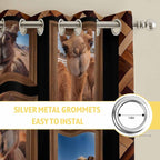 2 Panel Kitchen Cafe Curtains, Desert Camels Sunlight Filtering Nature Air Through, Home Decor Window Covering Tier Curtains for Living Room 104W x 84L inch Brown Wildlife Farmhouse Animals Rustic