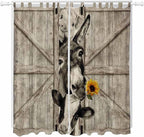Funny Farm Animals Living Room Curtains 84 Inch Length, Window Curtains Tab Top, Vintage Barn Brown Sunflowers Light Filtering Window Treatments Drapes 52"x84" 2 Panel