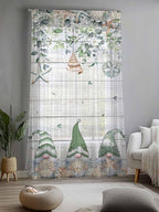 Sheer Curtains 108 Inches Long, Coastal Eucalyptus Leaf Semi Sheer Curtains Light Filtering Window Treatment, Sage Green Gnomes Starfish Privacy Voile Drapes for Living Room Bedroom 52x108 Inch