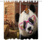 Farm Panda Living Room Curtains 96 Inch Length, Window Curtains Tab Top, Farmhouse Barn Funny Animals Butterfly Light Filtering Window Treatments Drapes 52"x96" 2 Panel