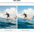 K&F CONCEPT Snap On CPL Filter Compatible with DJI Osmo Action 6, Circular Polarizers Filters, HD Optical Glass with Multi-Coated Anti-Glare Reduce Reflections Action Camera Accessories