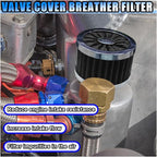23mm Car Air Filter, 0.9'' High Flow Vent Valve Cover, Breather Filter, Universal Cold Air Intake Filter Breather, Car Accessories Fits Car Motorcycle (Black)