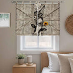 Funny Farm Animals Kitchen Curtains 45 Inch Length, Short Cafe Window Curtains Tab Top, Vintage Barn Brown Sunflowers Light Filtering Window Treatments Tier Drapes 27.5"x45" 2 Panel