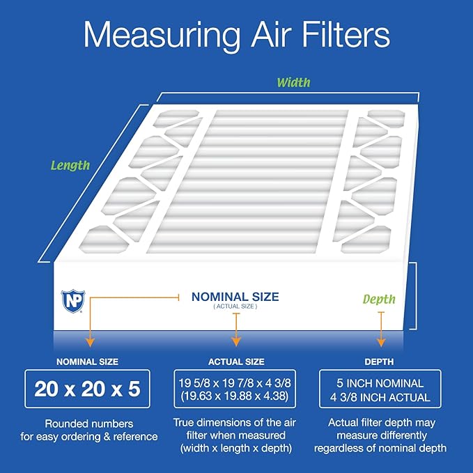 Nordic Pure 20x20x5 (Actual Size: 19 5/8 x 19 7/8 x 4 3/8) Honeywell/Lennox Replacement MERV 13 Air Filter 1 Pack