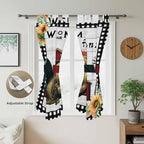 Farmhouse Rooster Bathroom Curtains 63 Inch Length, Window Curtains Tab Top, Rustic Red Barn Windmill Sunflowers Light Filtering Window Treatments Drapes 52"x63" 2 Panel