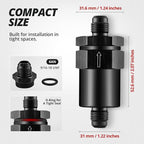 EVIL ENERGY 6AN Billet Inline Fuel Filter 30 Micron Aluminum Black for Car EFI & Carb Fuel Systems, Motorcycle and Boats
