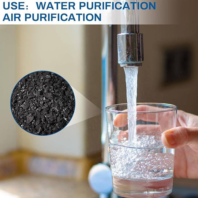 Timgle Bulk Water Air Filter Activated Charcoal Coconut Hull Granular Activated Carbon 10-18 Mesh Water Distiller Charcoal Filters Media for Filtration(30 Lbs)