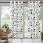 Cartoon Space Outdoor Curtains for Patio Rockets Astronauts Planets Black Waterproof Outside Curtains with Grommet Top Weatherproof Curtain for Cabana Pergola Gazebo, 1 Panel, 54" W x 95" L