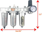1/2" NPT HEAVY DUTY Industrial Grade 4 Stages Filter Coalescing Desiccant Dryer Regulator System For Compressed Air Lines, Metal Bowls, Great For Paint Spray And Plasma Cutter (AUTO DRAIN)