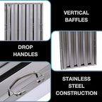 20" x 25" Stainless Steel Commercial Hood Filter – Dishwasher Safe, Welded Baffle Grease Trap with Drop Handles – Easy Installation & Durable Grease Fire Prevention Filter