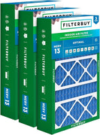 Filterbuy 15.75x27.63x3.50 Air Filter MERV 13 Optimal Smoke & Allergy Defense (3-Pack), Pleated HVAC AC Furnace Filters for AprilAire Space-Gard 104 & 2140 (Actual Size: 15.69 x 27.56 x 3.50)