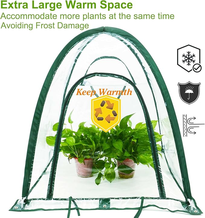 porayhut Pop Up Greenhouse Cover Flower House,Pack of 2,Mini Gardening Plant Sunshine Room,Backyard PVC Cover for Cold Frost Protector Gardening Plants