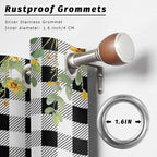 Sunflowers Outdoor Curtains for Patio Summer Floral Eucalyptus Leaf Buffalo Check Waterproof Outside Curtains with Grommet Top Weatherproof Curtain for Cabana Pergola Gazebo, 2 Pack, 54" W x 108" L