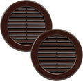 Vent Systems 4" Inch (Opening Dimensions) - Pack of 2 - Brown Soffit Vent Cover - Plastic Round Air Vent Grille - Built-in Mesh Screen - HVAC Register Louver for Bathroom, Home, Kitchen