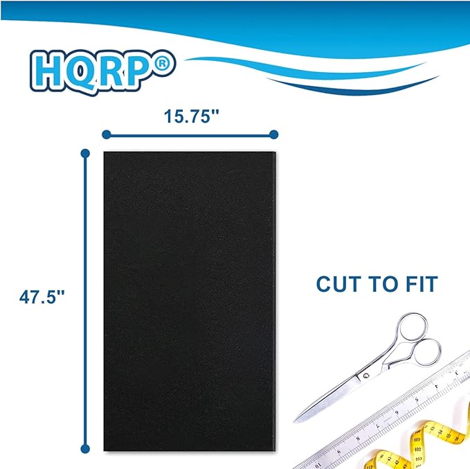 HQRP 1x Activated Carbon Filter Pad Cut To Fit Air Filter Roll for Improved Filtration - Universal Carbon Sheet for Air Purifier, Furnace, AC, Range Hood, 3D Printer, and Odor/VOC Control