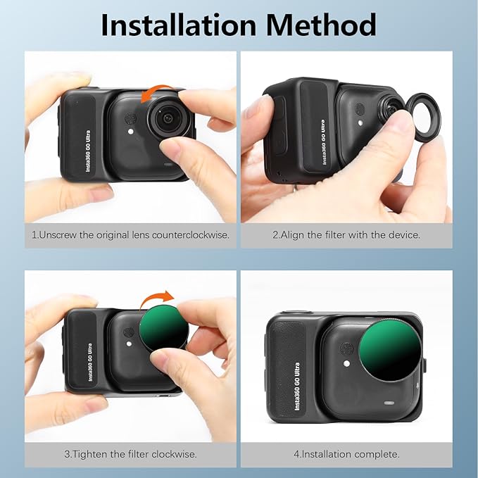 AMAZEAR Black Diffusion 1/4 Filter for Insta360 GO Ultra Accessories Pro Mist Style Lens Filter to Soften Skin & Create Cinematic Glowing Highlights, Reduce Harsh Contrast, HD Optical Glass
