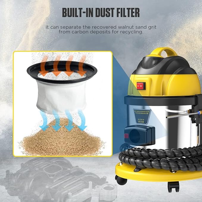 HTS558 Walnut Blaster Machine, Valve Carbon Deposits Cleaner for Automotive Engine Intake & Valvetronic System, 110V/220V Walnut Blasting Cleaning Machine,Walnut Shell Sand Blasting Cleaner Tool
