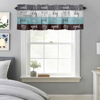 Laundry Rules Valances for Windows, Retro Blue White Wood Board Grain Kitchen Valance Light Filtering Rod Pocket Short Curtains for Kitchen Bathroom, 1 Panel, 60"x18"