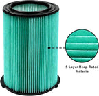 2 Pack VF6000 5-Layer Pleated Replacement Vacuum Filter Compatible for Rigid Shop Vac 5-20 Gallon Wet/Dry Vacuums,Fit for Husky 6-9 Gallon Vacs