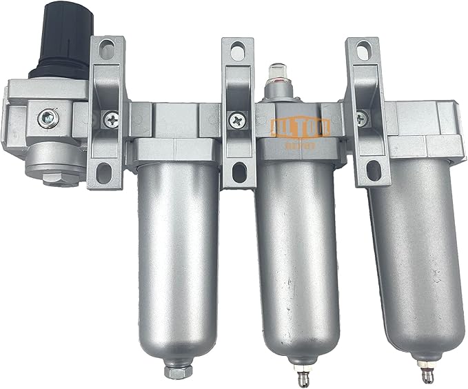 1/2" NPT HEAVY DUTY Industrial Grade 4 Stages Filter Coalescing Desiccant Dryer Regulator System For Compressed Air Lines, Metal Bowls, Great For Paint Spray And Plasma Cutter (MANUAL DRAIN)
