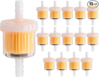 15PCS 1/4 Inch Gas Inline Fuel Filters, with magnet, Universal for Stratton Small Engine, Kohler, Kawasaki, Birggs, John Deere, Gasoline Generator Lawn Mower Motorcycle