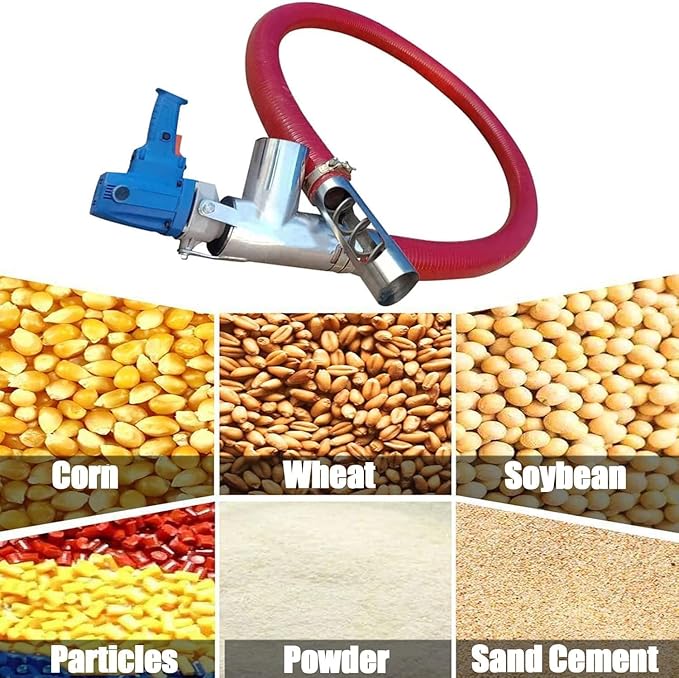Portable Grain Suction Machine - Low Noise Pump with Hose Conveyor & Auger Screw for Cement, Fertilizer, Gravel (5m & 2m)