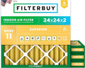 Filterbuy 24x24x2 Air Filter MERV 11 Superior Pet & Allergy Defense (4-Pack), Electrostatic Pleated HVAC AC Furnace Filters Replacement, Made in USA (Actual Size: 23.38 x 23.38 x 1.75)