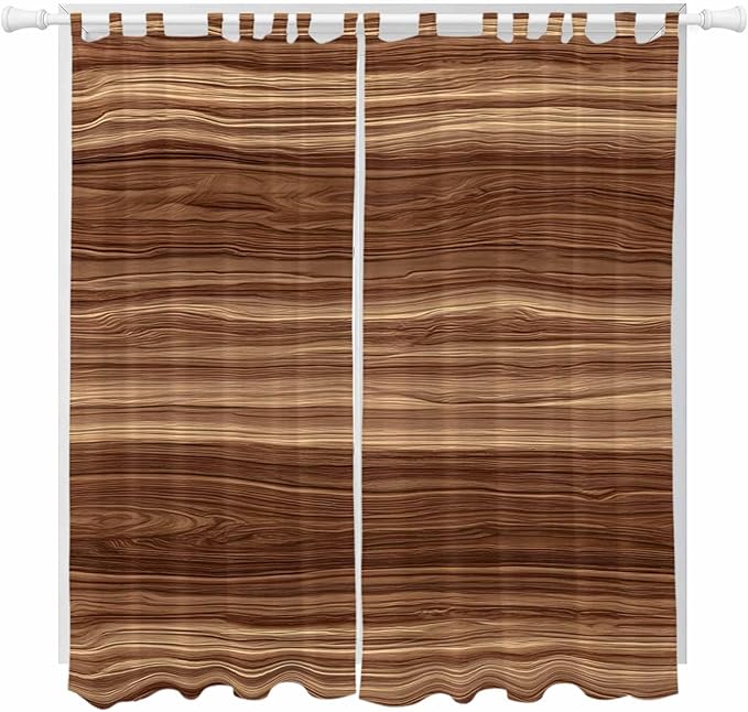 Brown Western Living Room Curtains 84 Inch Length, Window Curtains Tab Top, Vintage Farmhouse Wood Barn Door Light Filtering Window Treatments Drapes 52"x84" 2 Panel