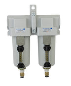 PneumaticPlus SAFU430-N06-MEP Air Particulate (10 µm), Coalescing (0.1 µm) Filter Combo, 3/4" NPT, Metal Bowl w/Manual Drain