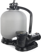XtremepowerUS 19" Sand Filter with 1.5 Horsepower Above Ground Inground Swimming Pool Pump Media System 4500GPH, Grey/Black