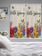 Spring Flowers Living Room Curtains 72 Inches length, Farmhouse Vintage Country Colorful Floral Window Treatment Curtain Drapes, Light Filtering Drapes for Bedroom Laundry Room, 52"x72", 2 Panels