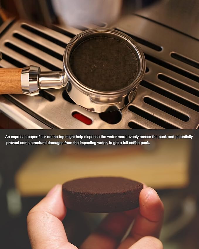 Espresso Paper Filter 58mm, 300pcs Disposable Espresso Puck Paper Filters and Filter Storage Holder Compatible with 58mm Portafilters Basket - Keep Shower Screen Clean