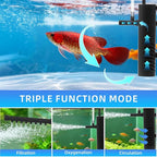 Submersible Internal Aquarium Filter Multiple Function Powerful Pump Fish Tank Filter for 2-10 Gallon Tanks 53 GPH 2.5W