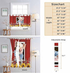 Pig Sunflowers Bedroom Curtains 63 Inch Length, Window Curtains Tab Top, Eucalyptus Leaves Floral Bees Red Barn Light Filtering Window Treatments Drapes 42"x63" 2 Panel